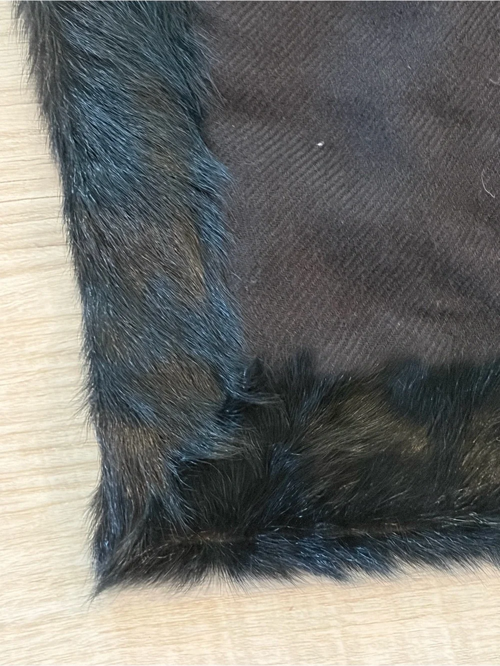 Agnona Rare Unique Black Goat Hair Fur Stole Cashmere & Silk Made in Italy